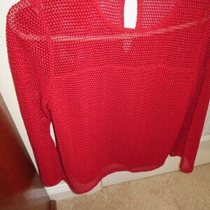 Diane Von Furstenberg Red Knit pullover long sleeve top Size 6 with Red lining